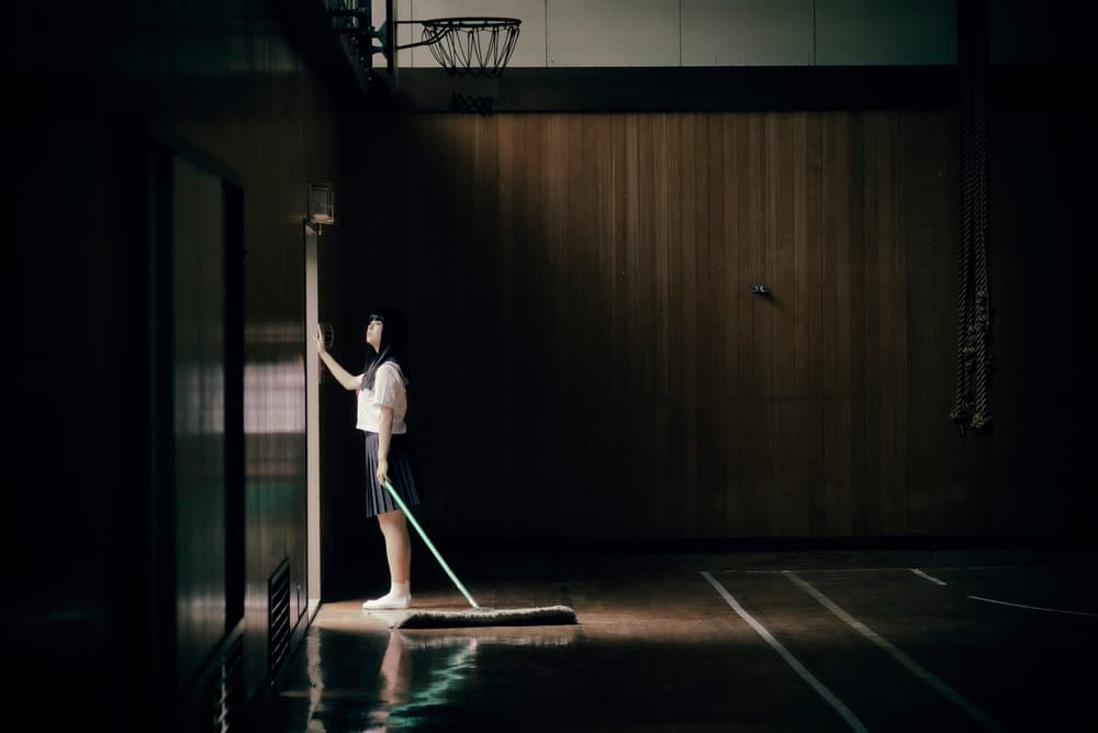 Student Cleaning Quiet Gym by 7 Flavor C/P — canvas wall art