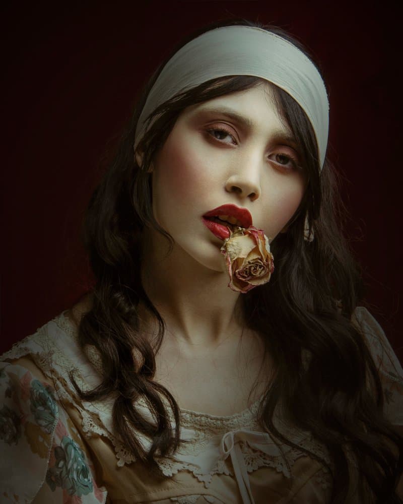Moody Rose Portrait by Khaksar — canvas wall art