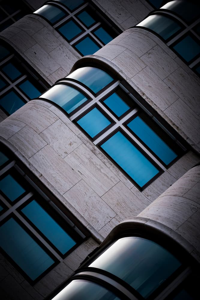 Curved Blue Windows by Stefan Buder — canvas wall art