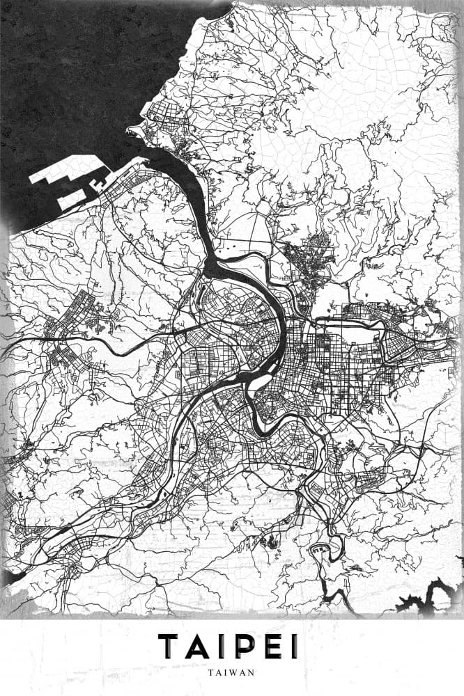 Taipei Minimalist City Map by StudioSix — canvas wall art