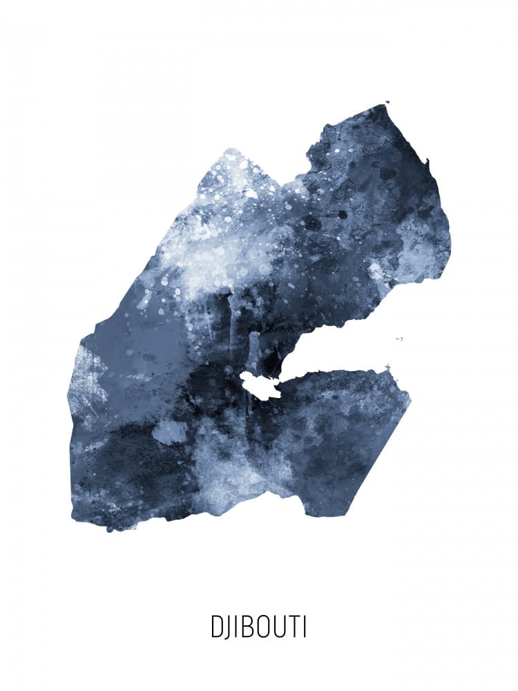 Djibouti Watercolor Map by Michael Tompsett — canvas wall art