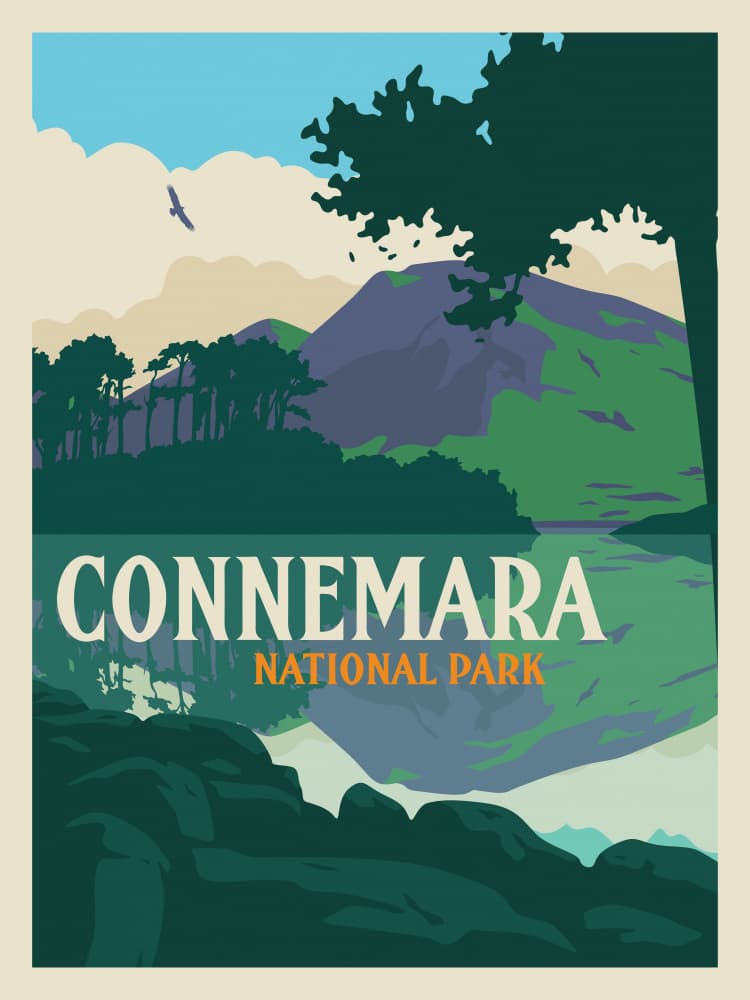 Connemara National Park Lake by Retrodrome — canvas wall art