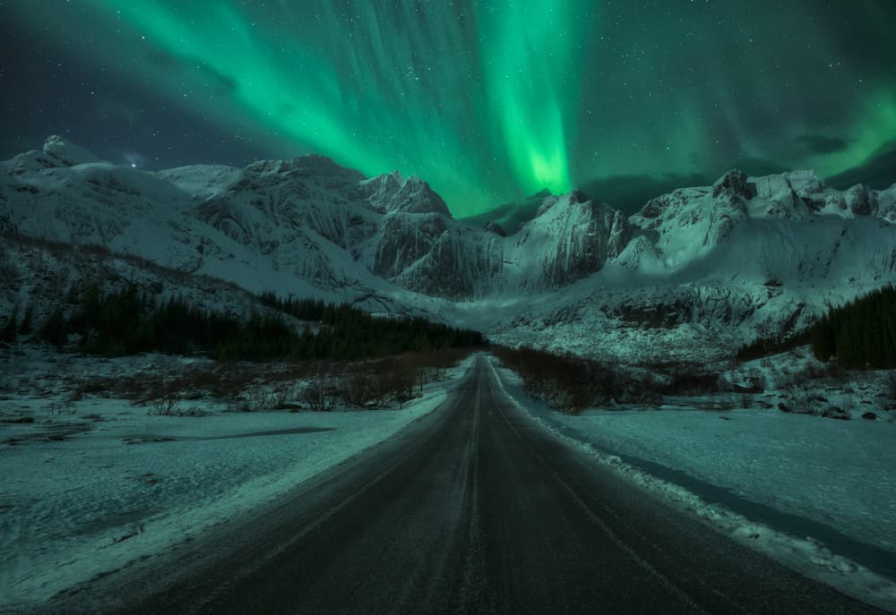 Northern Lights Road by Carlos Gonzalez — canvas wall art