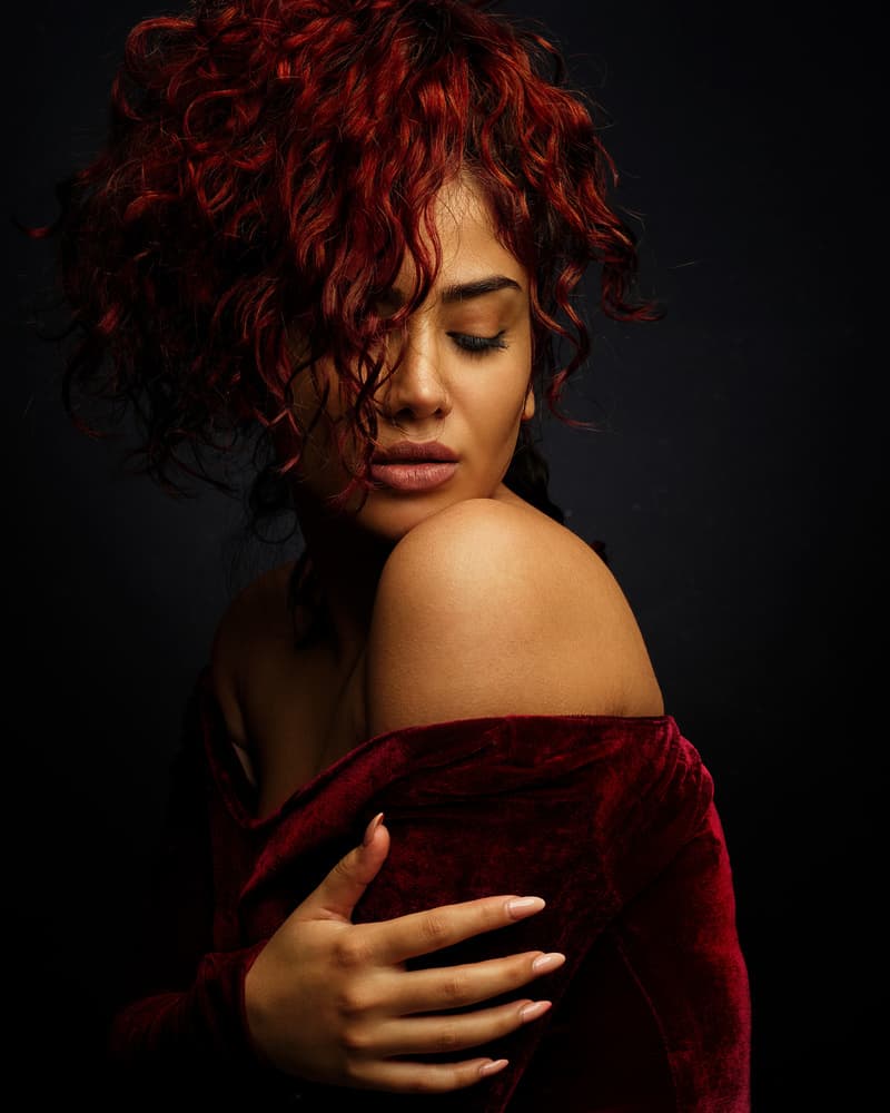 Red Hair Elegance by Mehdi Mokhtari — canvas wall art