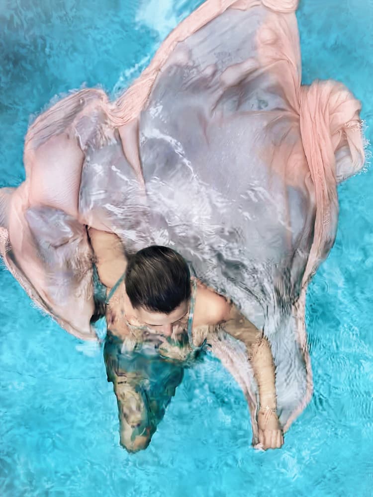 Floating Pink Fabric by miriana — canvas wall art