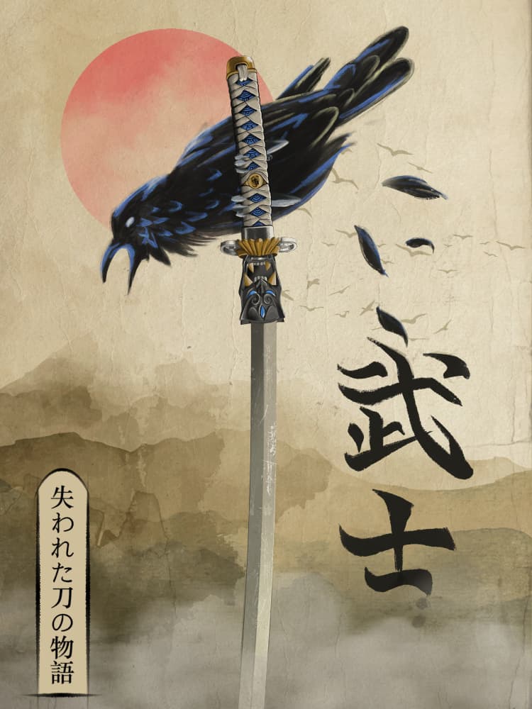 Samurai Crow Red Sun by Fadil Roze — canvas wall art