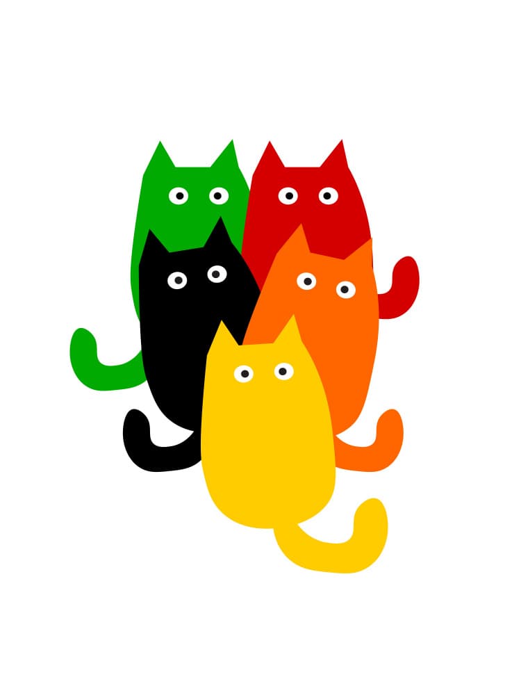 Five Colorful Cats by Baobab Print store — canvas wall art