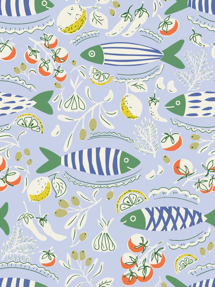 Mediterranean Fish Feast by Annick — canvas wall art