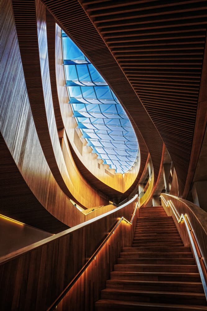 Grand Wood Staircase by Lisa Zhang — canvas wall art
