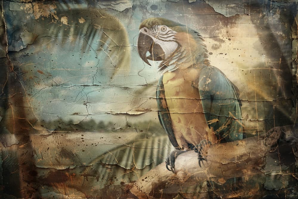 Vintage Tropical Macaw by Rafal Kulik — canvas wall art