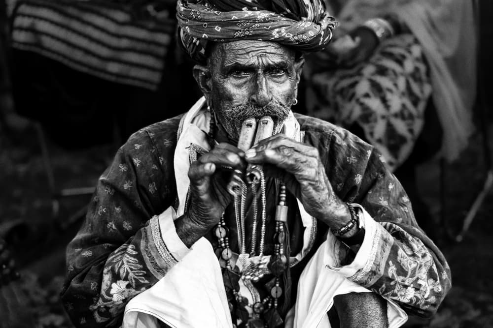 Soulful Folk Musician by Dinesh Verma — canvas wall art