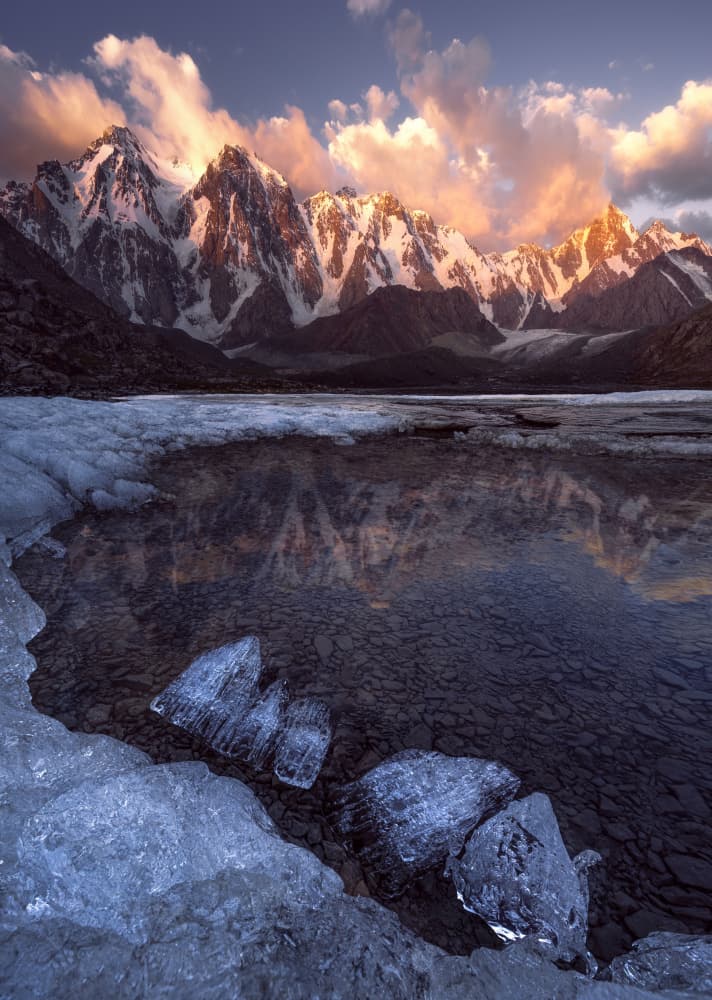 Mountain Lake Alpenglow by Damon Hao — canvas wall art