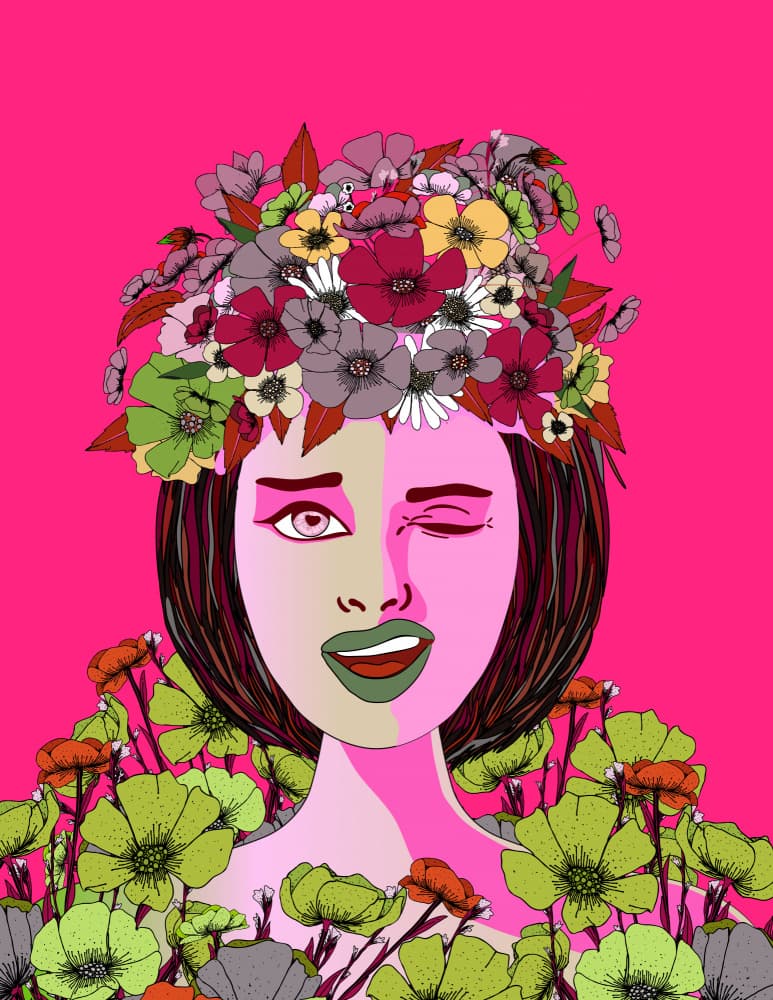 Floral Pop Art Woman by Nicholas — canvas wall art