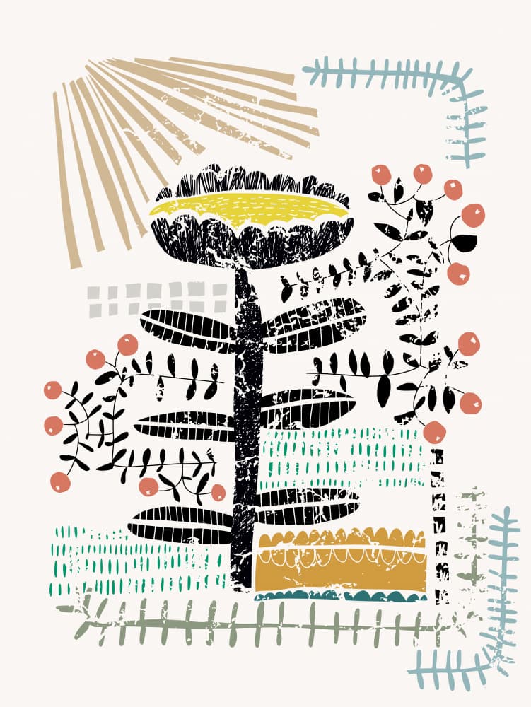 Abstract Folk Flower by Annick — canvas wall art