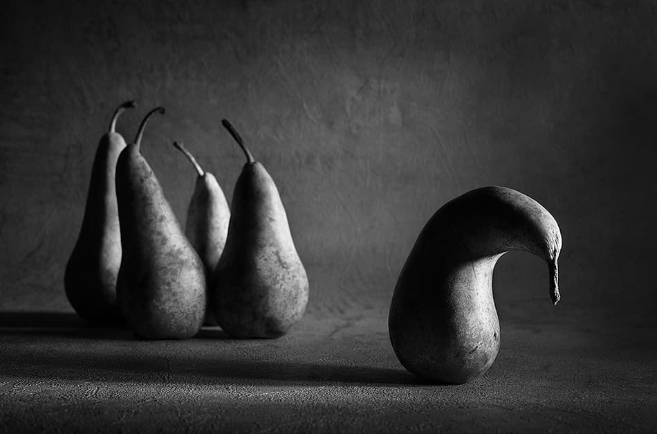Moody Pears Still Life by Victoria  Glinka — canvas wall art