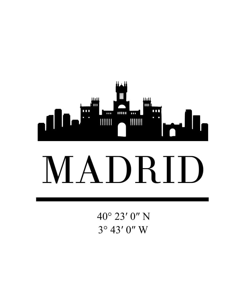 Madrid Skyline Coordinates by Emiliano Deificus — canvas wall art