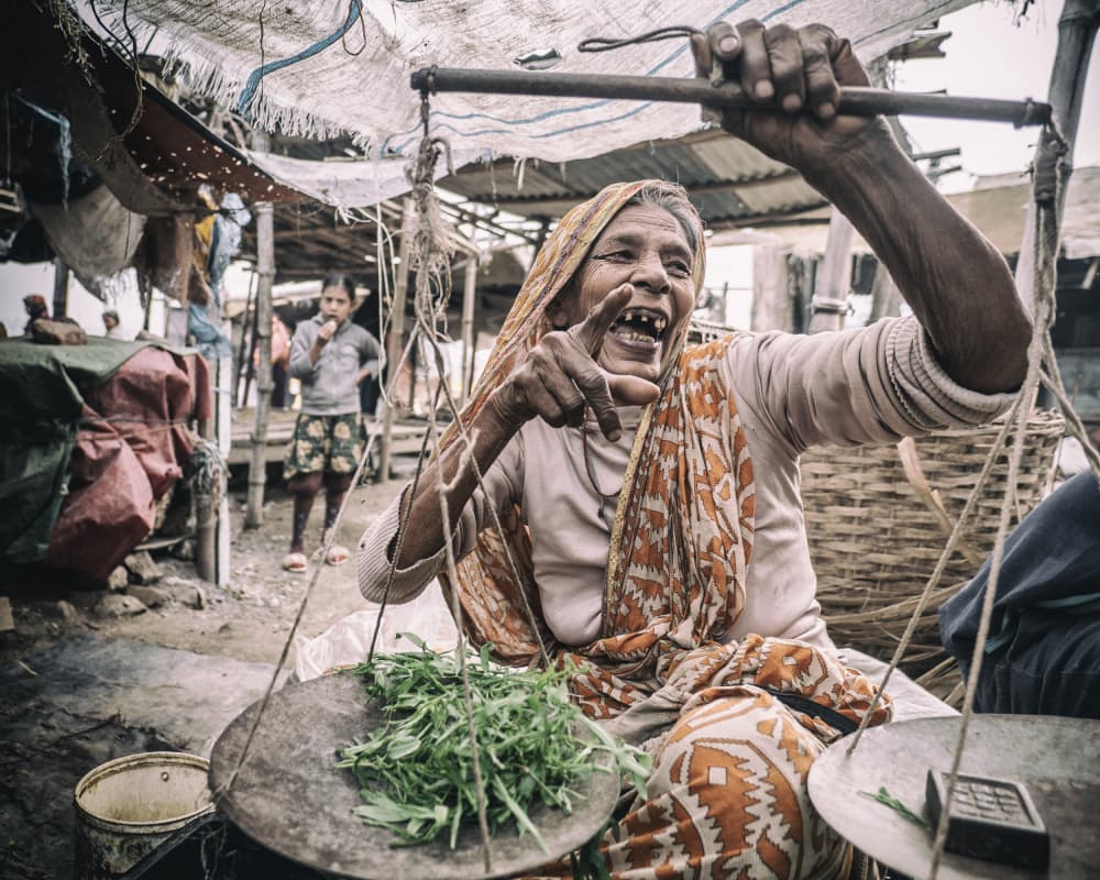Joyful Market Vendor by Marcel Rebro — canvas wall art