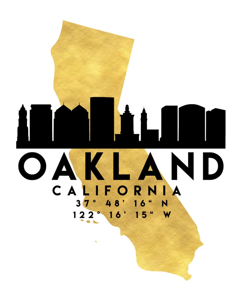 Oakland California Gold Map by Emiliano Deificus — canvas wall art