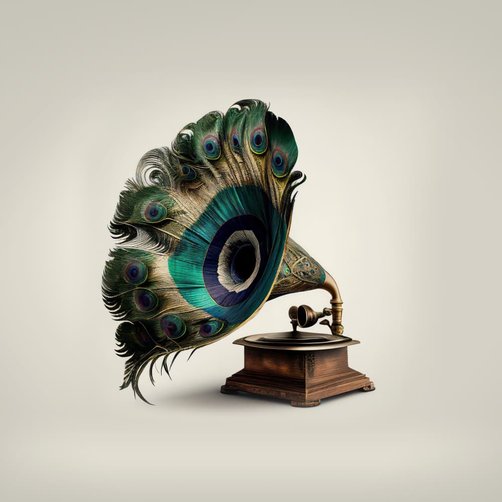 Peacock Gramophone by Artem Pozdniakov — canvas wall art