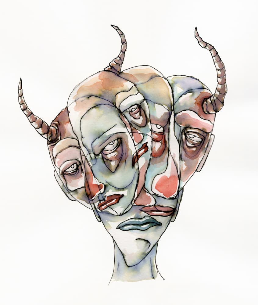Multiple Surreal Faces by Wildemar Doomgriever — canvas wall art