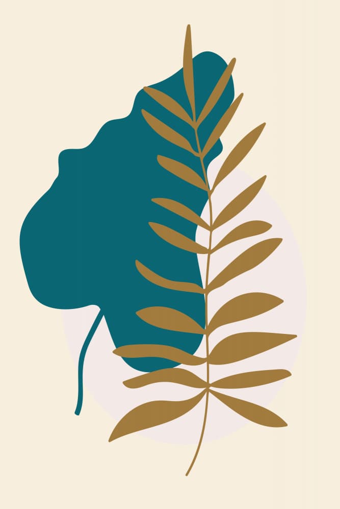 Golden Teal Botanicals by Dina Dankers — canvas wall art