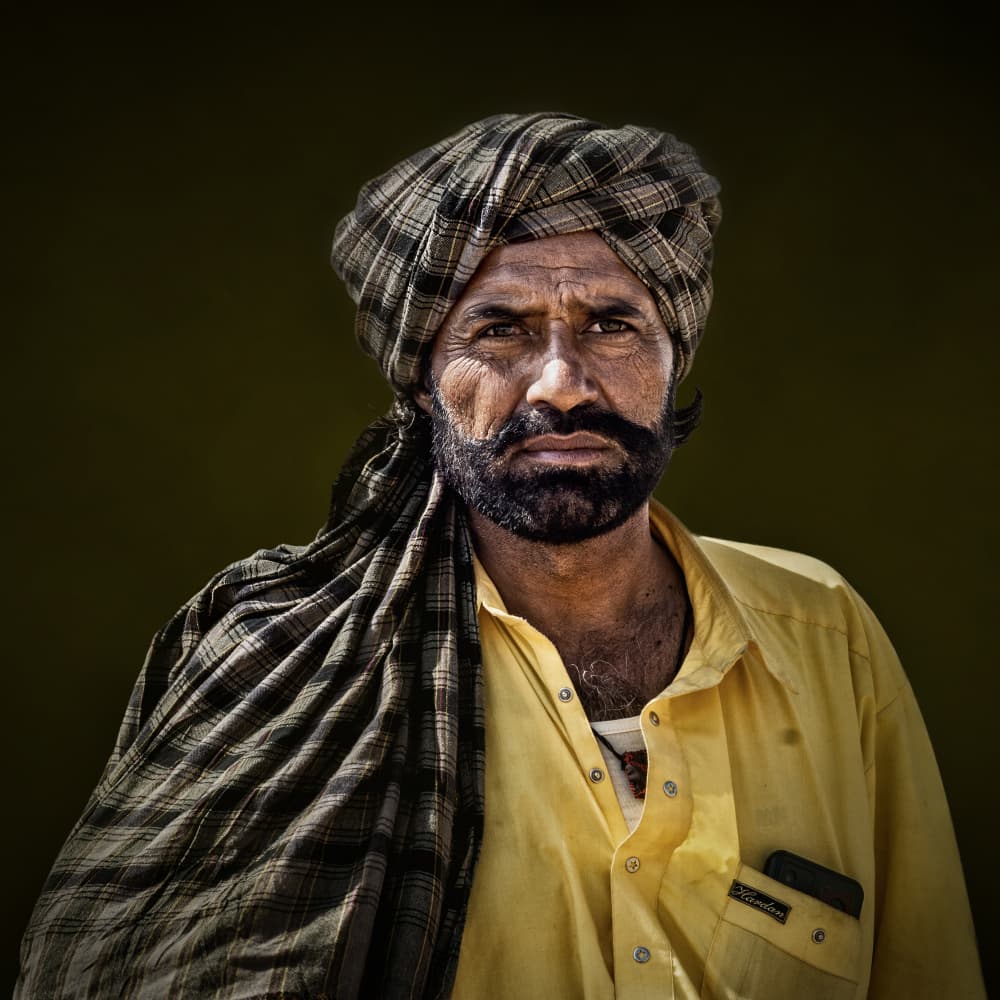 Stoic Turbaned Man by JOYRAJ SAMANTA — canvas wall art
