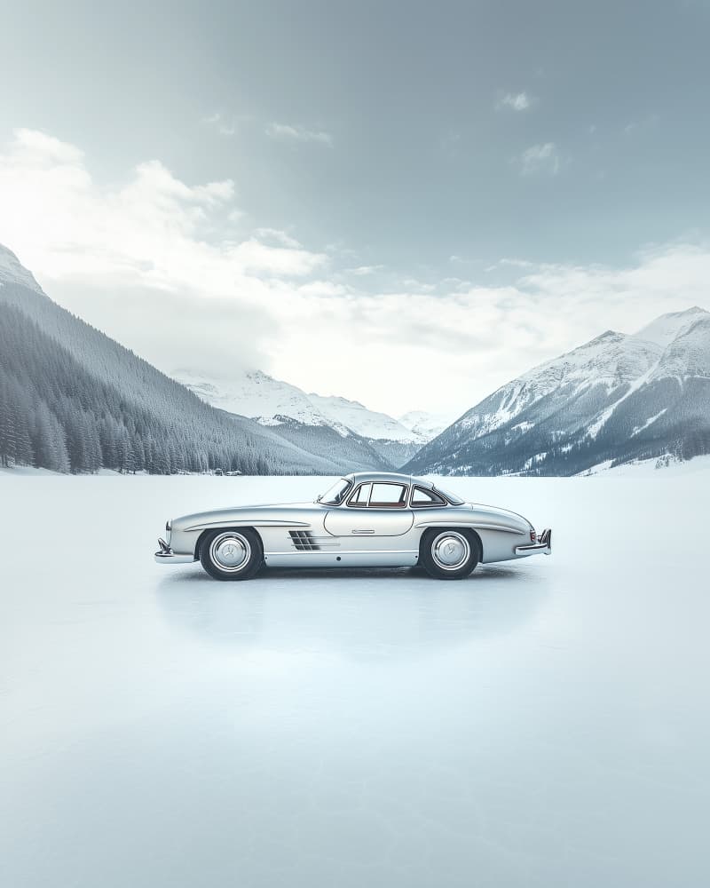 Silver Coupe Winter Landscape by Pictufy Studio IV — canvas wall art