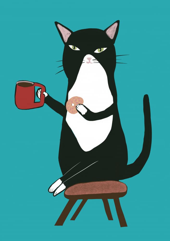 Grumpy Coffee Cat by Sharyn Bursic — canvas wall art