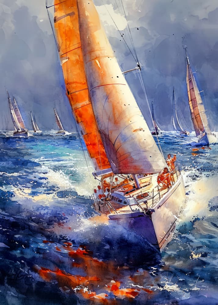 Yacht racing sport art 25 by Justyna Jaszke — canvas wall art