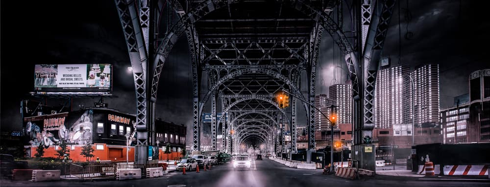 Urban Night Bridge Tunnel by Jackson Carvalho — canvas wall art