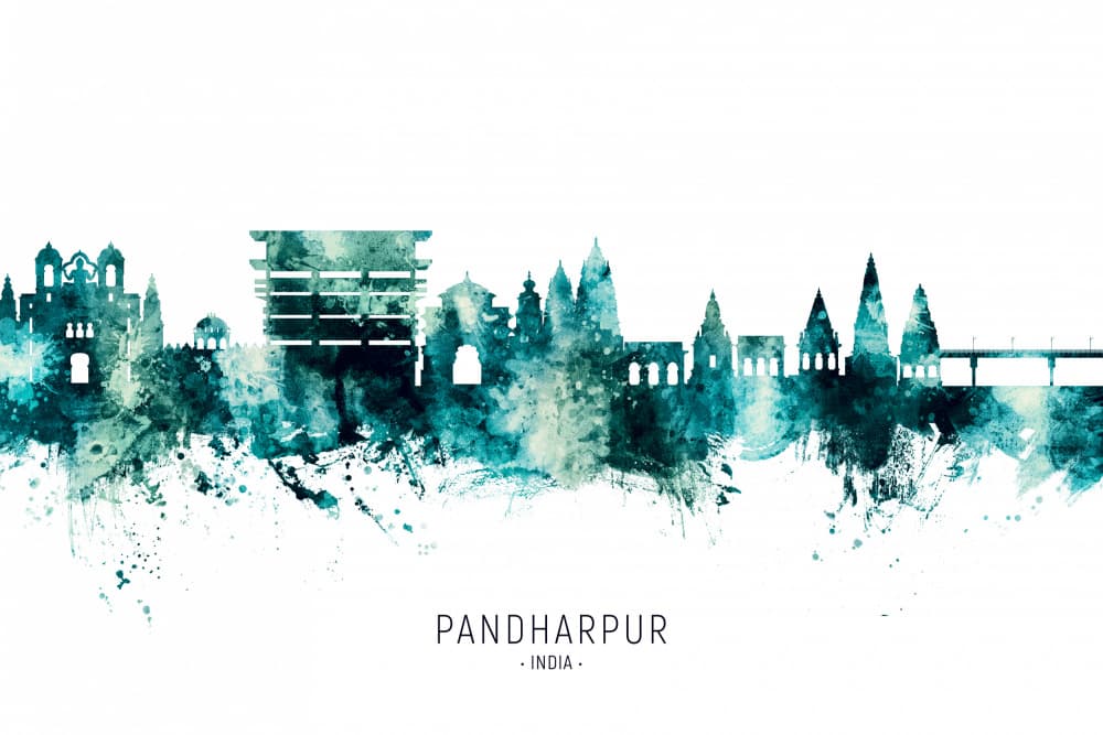 Watercolor Pandharpur Skyline by Michael Tompsett — canvas wall art