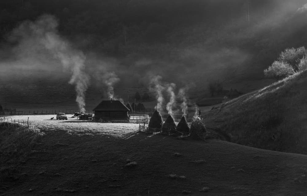 Smoky Rural Home by Grigore Roibu — canvas wall art