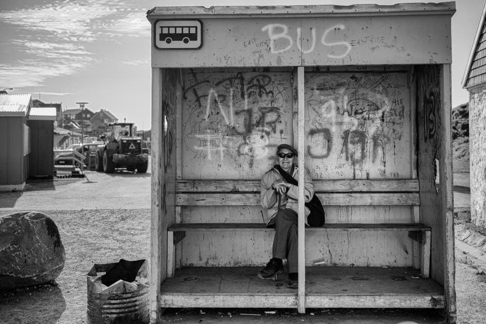 Urban Bus Stop Wait by Erhard Bewernick — canvas wall art