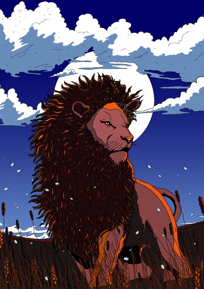 Majestic Moonlit Lion by Nicholas — canvas wall art