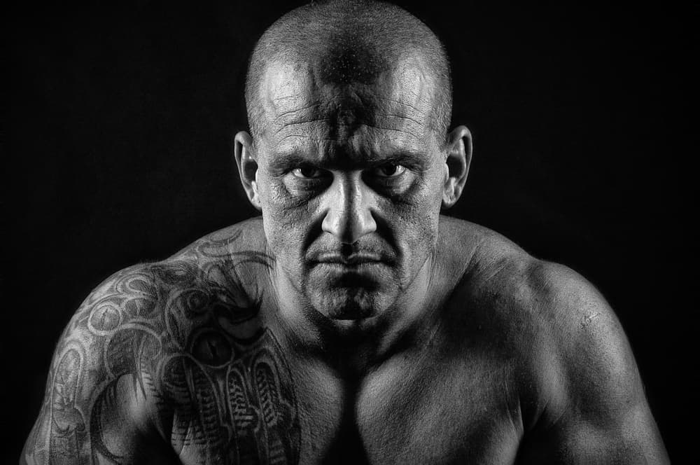 Intense Tattooed Man by Krisztina Lacz — canvas wall art