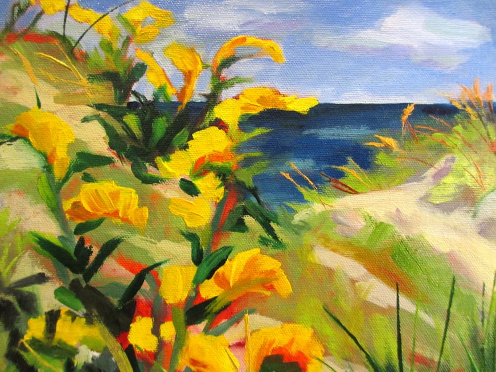 Yellow Dune Blooms by Maxine Shore — canvas wall art