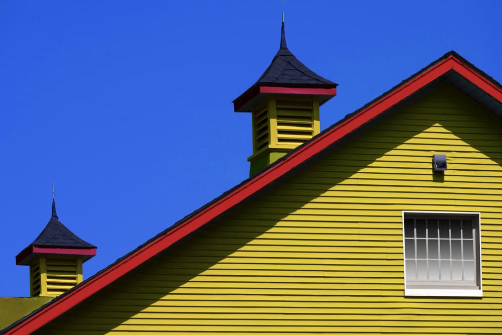 Vibrant Barn Blue Sky by Sonya Liu — canvas wall art