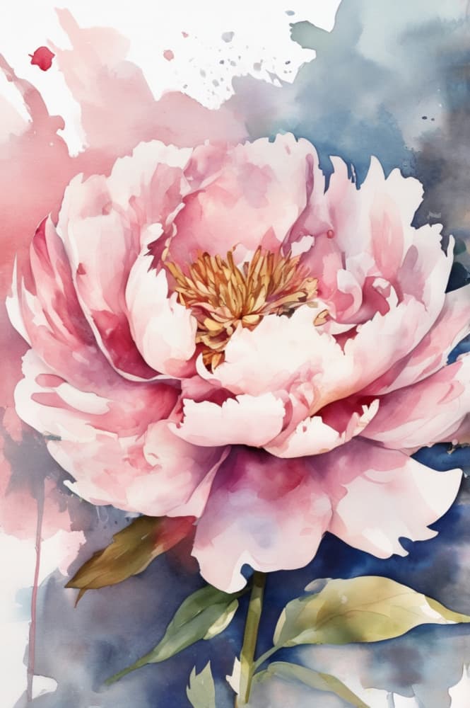 Watercolor Peony Bloom by Anda Bieza — canvas wall art
