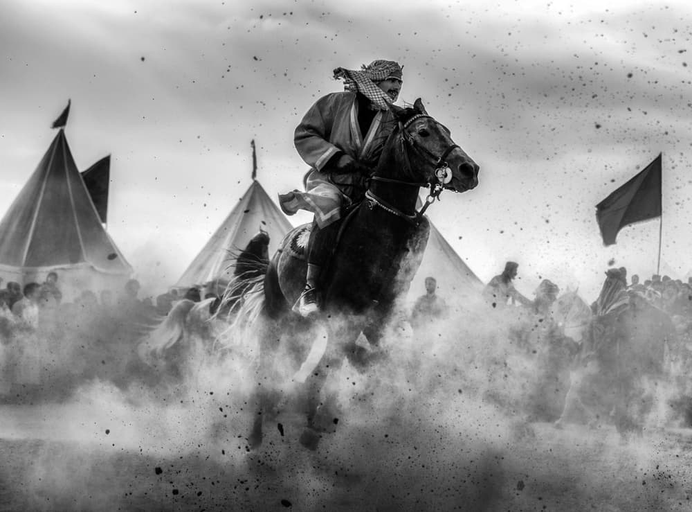 Galloping Desert Rider by Babak Mehrafshar — canvas wall art