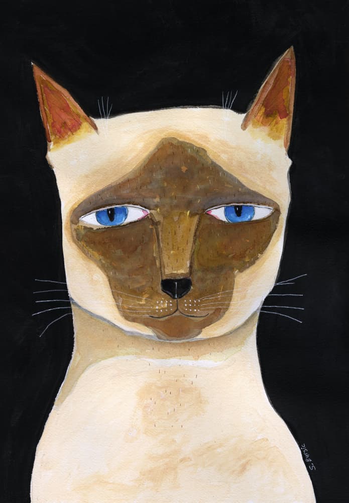 Siamese Cat observing - cat lover by Sharyn Bursic — canvas wall art