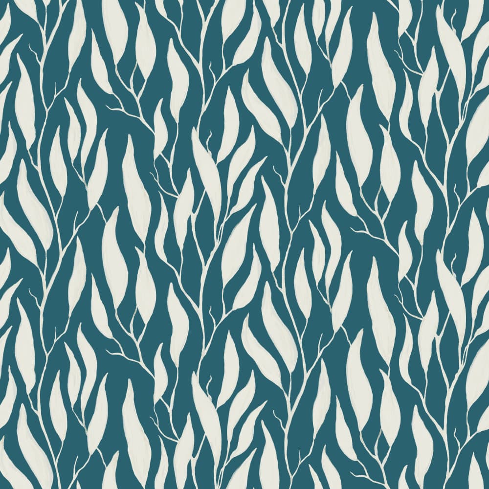 Teal Botanical Pattern by VOLHA RAMANCHUK — canvas wall art