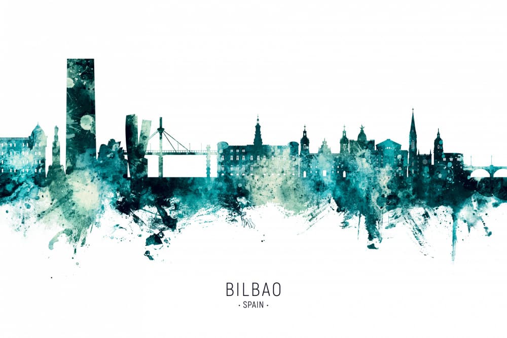Abstract Bilbao Skyline by Michael Tompsett — canvas wall art
