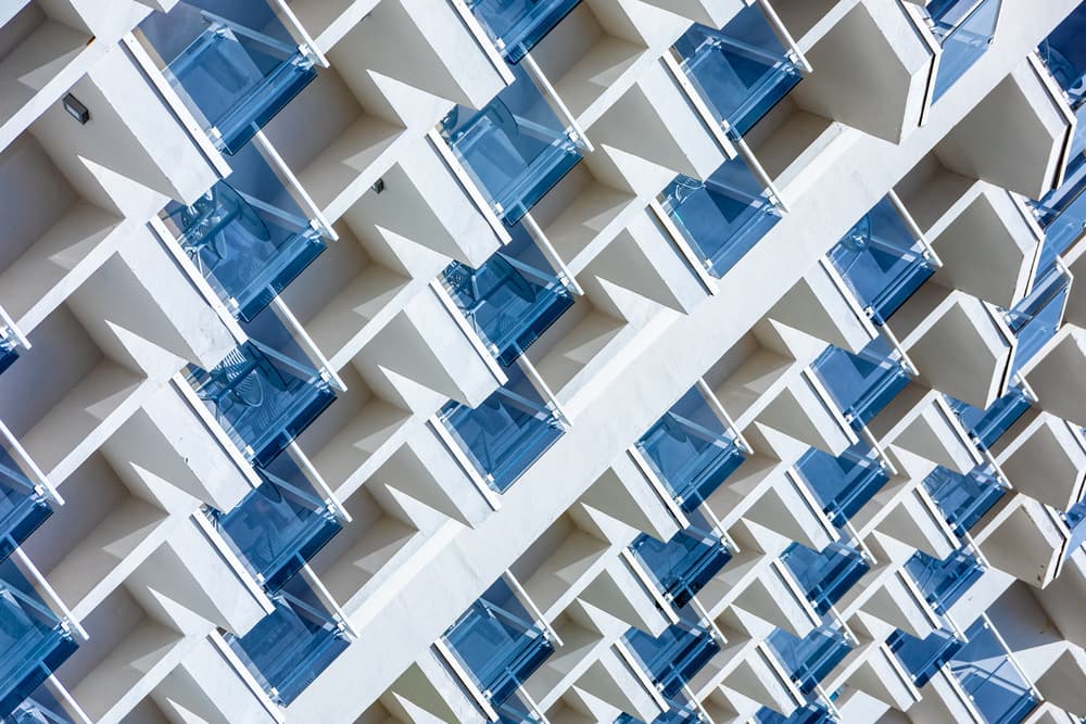 Blue Balcony Pattern by Franco Tessarolo — canvas wall art