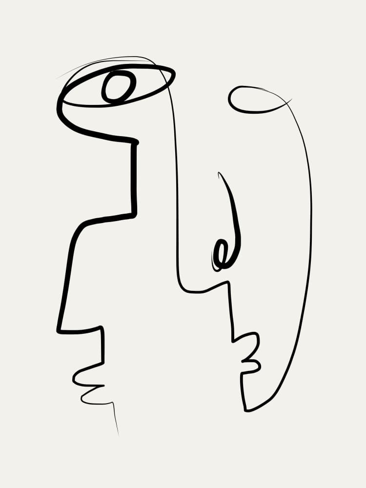 Abstract Line Faces by Little Dean — canvas wall art