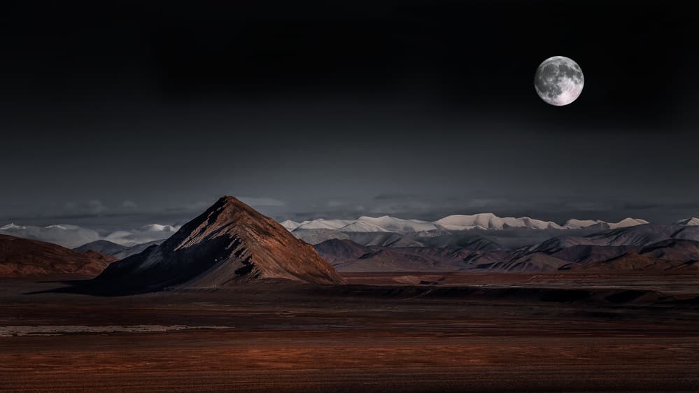 Moonlit Mountain Landscape by Selions（陈磊） — canvas wall art