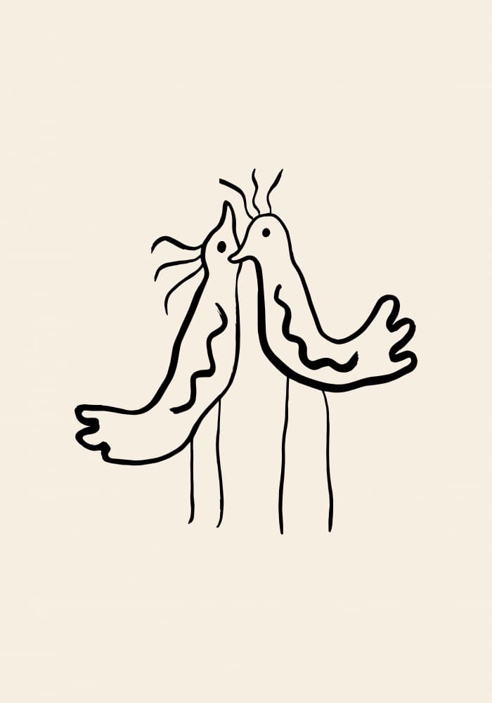 Minimalist Love Birds by Studio JKN — canvas wall art