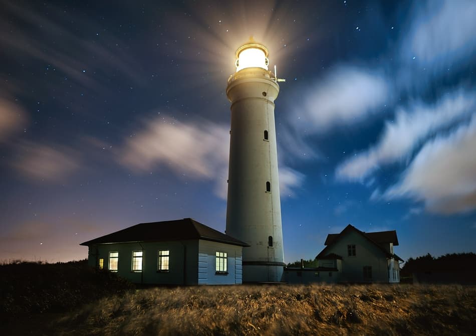 Starry Lighthouse Night by Keller — canvas wall art