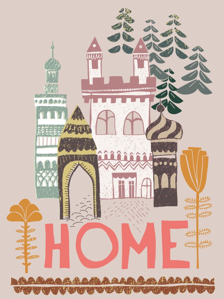 Block print Home by Annick — canvas wall art