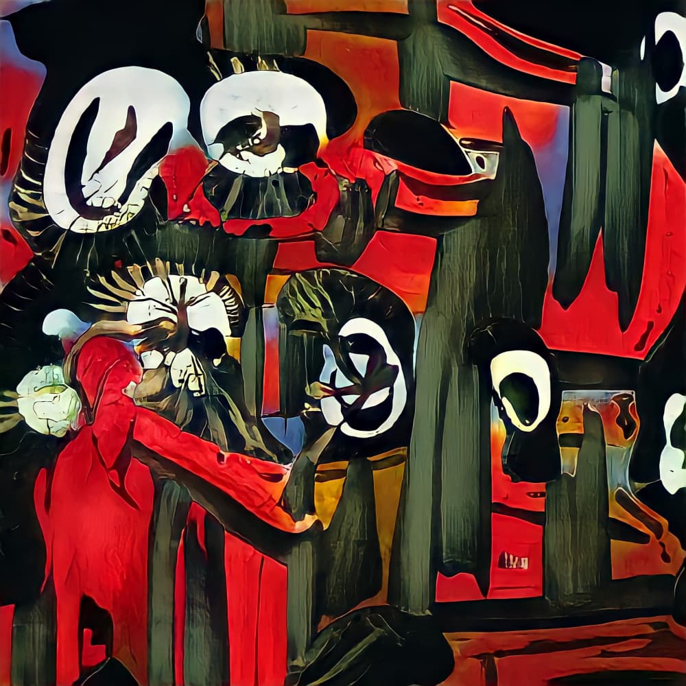 Dramatic Masked Figures by mnemonixART — canvas wall art