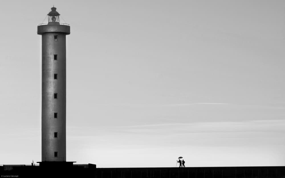 Monochrome Lighthouse Walk by Luciano Caturegli — canvas wall art